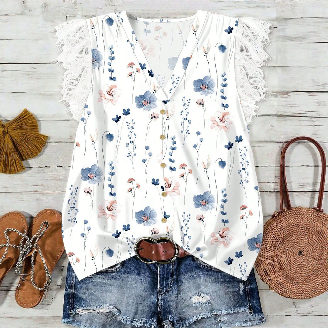 Damen Elegantes Blusenshirt mit Spitze und floralem Muster Echo Archiv