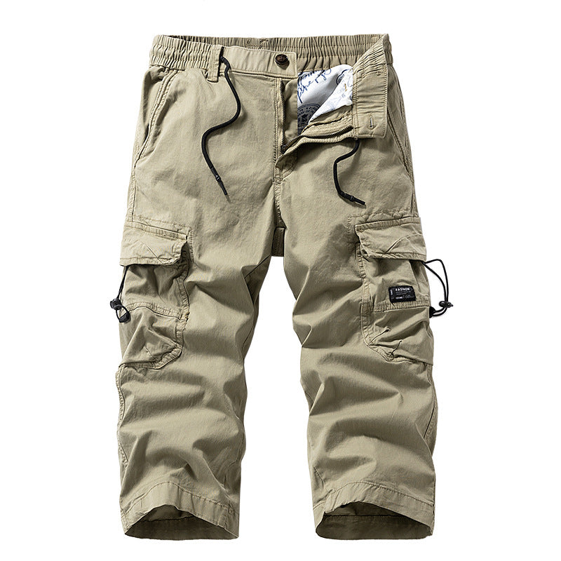 Herren Knielange Cargo-Shorts aus robustem Baumwoll‑Twill mit Elastikbund und Multifachtaschen Echo Archiv