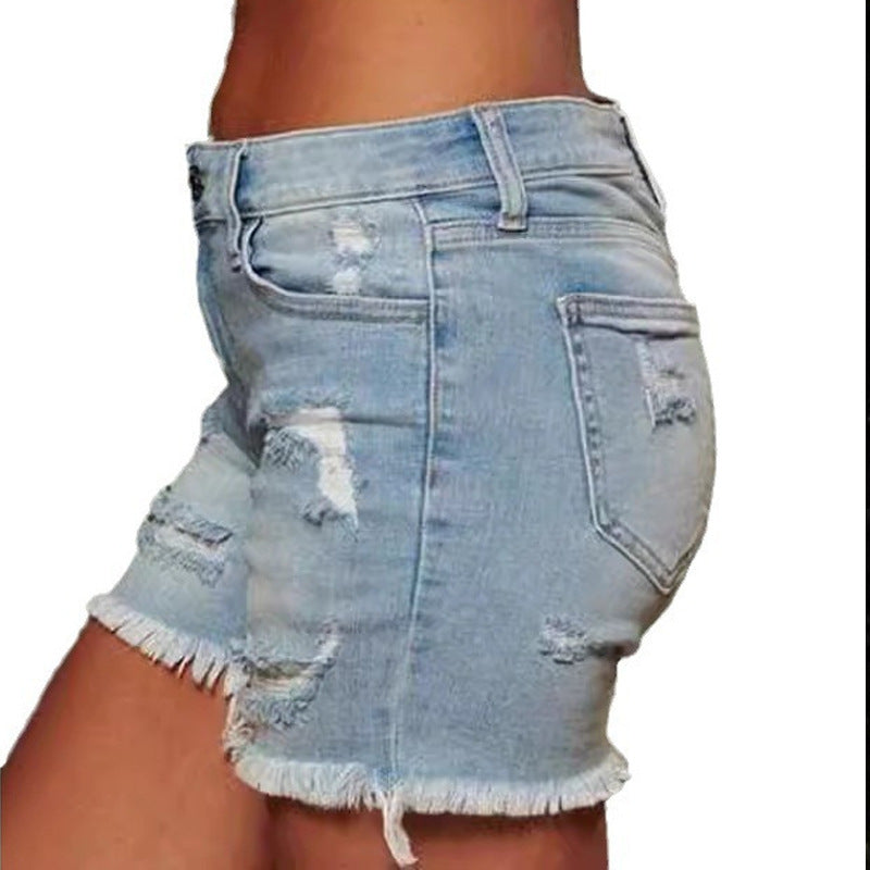 Damen klassische Destroyed Jeansshorts mit lässigem Schnitt Echo Archiv