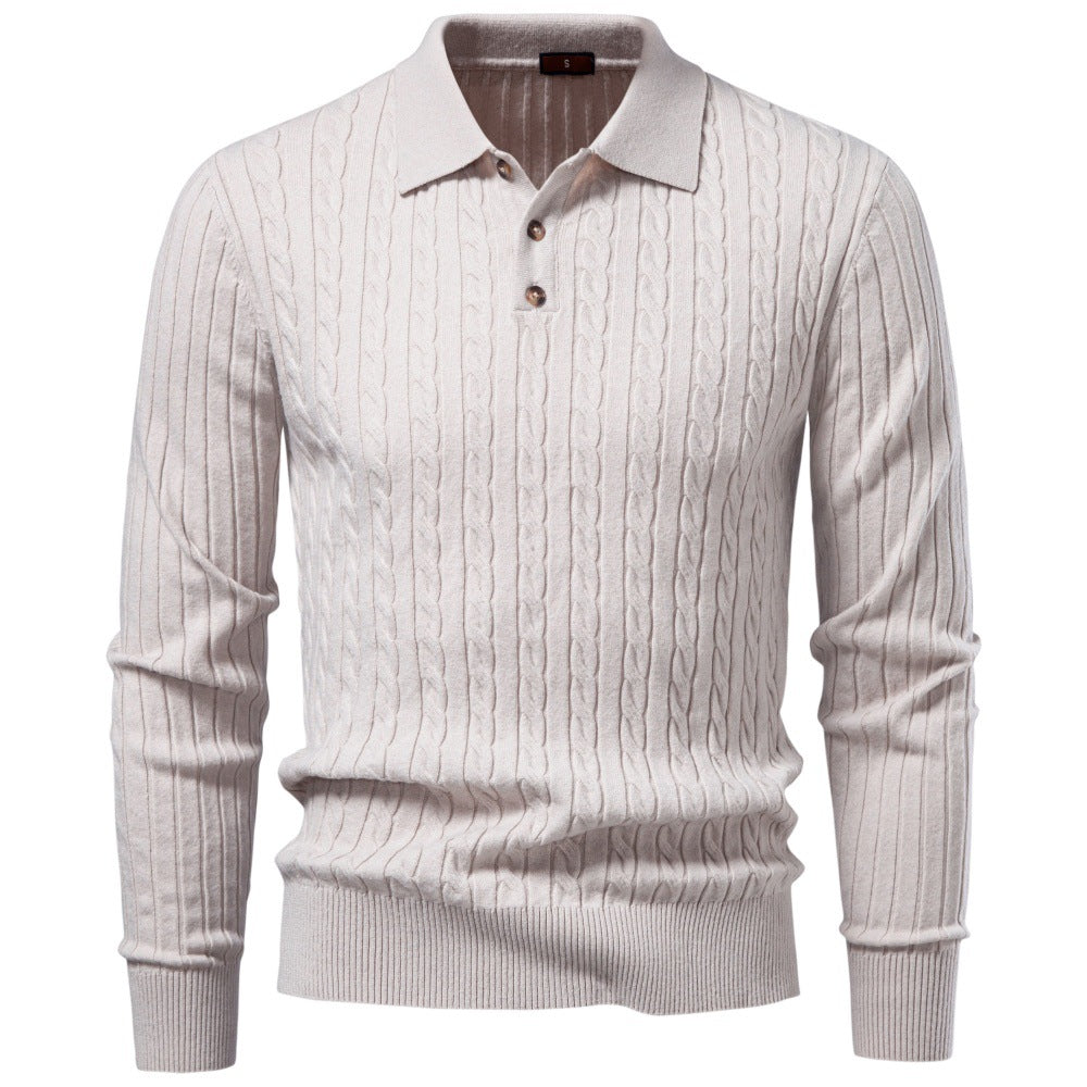 Herren Feinstrick-Polo mit Zopfmuster und Kragen Echoarchiv