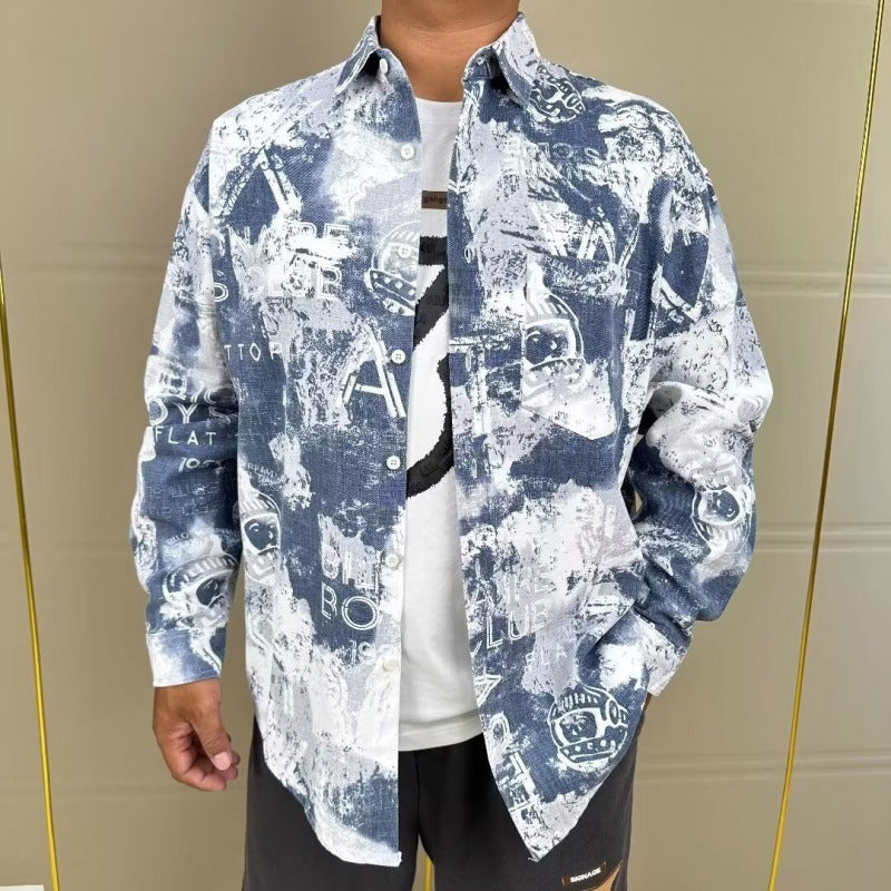Herren modische Hemdjacke mit kreativen Druckmustern Echoarchiv