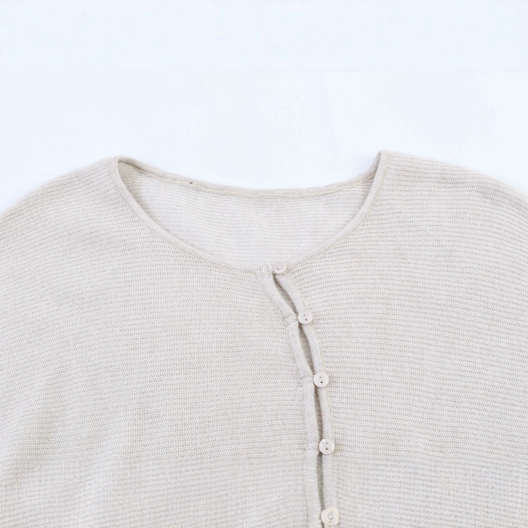 Damen Oversized-Feinstrick-Cardigan mit asymmetrischer Knopfleiste und Fledermausärmeln Echo Archiv