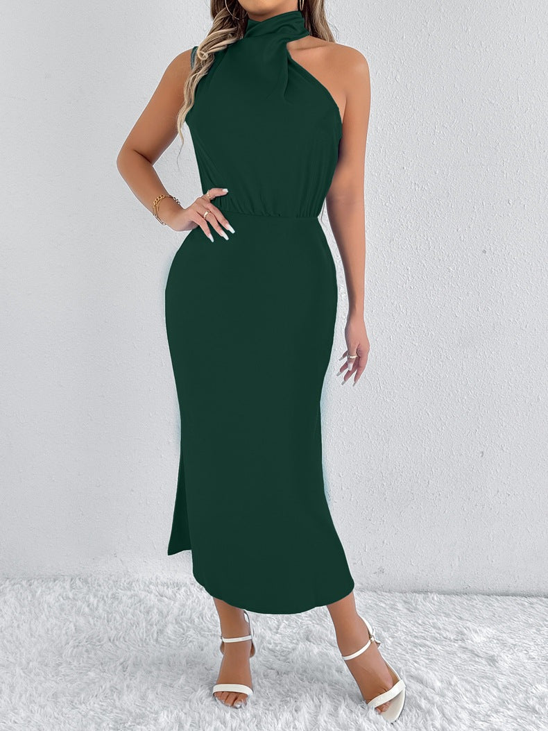 Damen Maxi-Kleid mit asymmetrischem Halter und fließendem Schnitt Echo Archiv