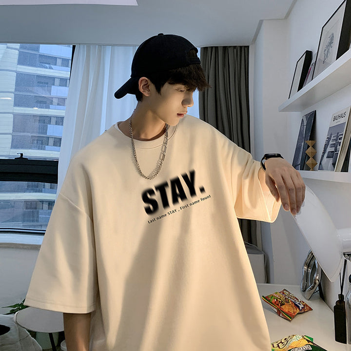 Herren Oversized T-Shirt mit modernem Schriftzug Echoarchiv