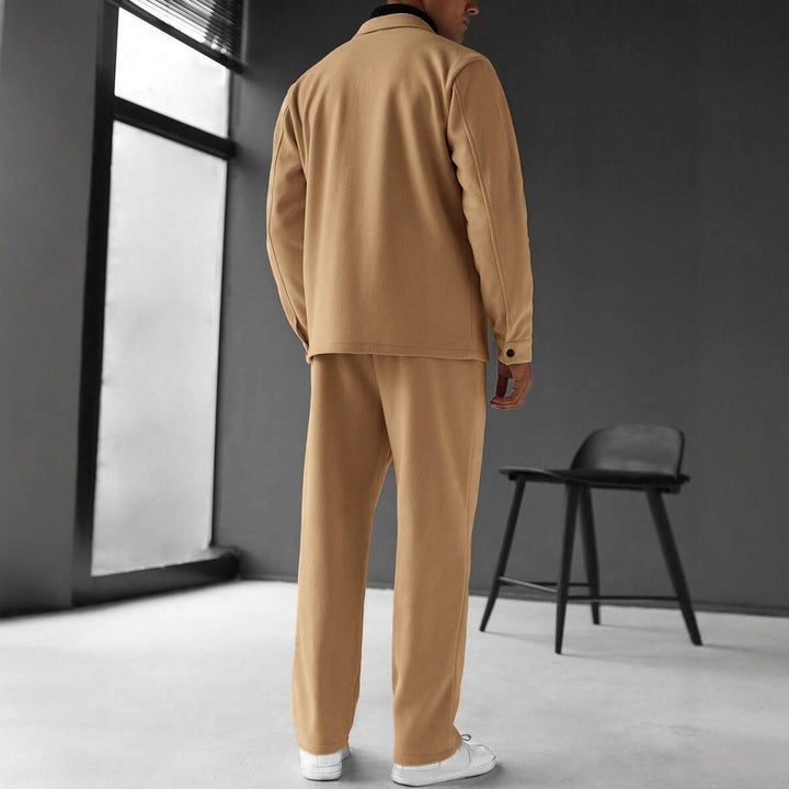 Herren nan zweiteiliges Overshirt- und Relaxhose-Set aus weichem Baumwollfrottee mit Druckknopfleiste und Tunnelzug Echo Archiv