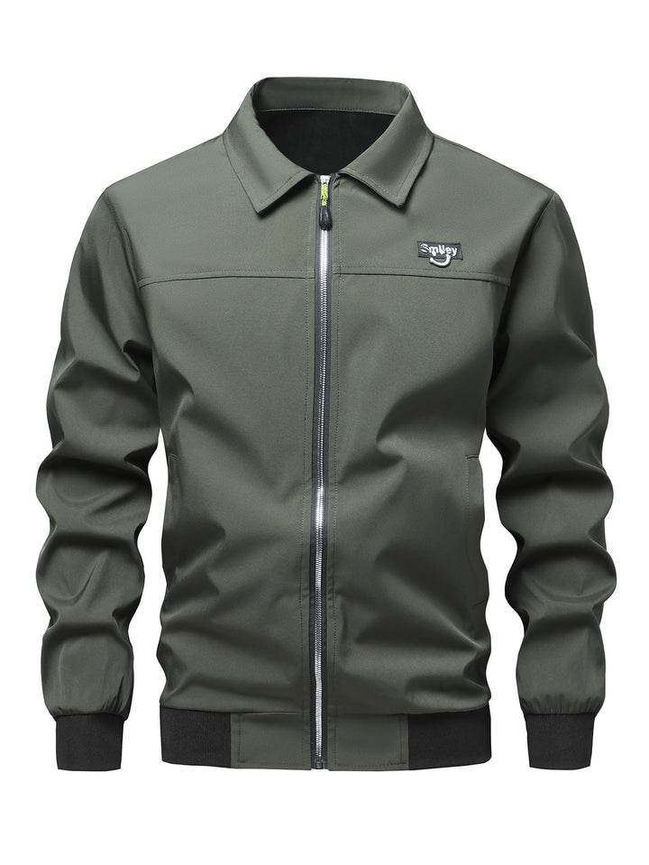 Herren Collar-Zip-Blouson aus Softshell mit gerippten Bündchen & Smiley-Patch Echo Archiv