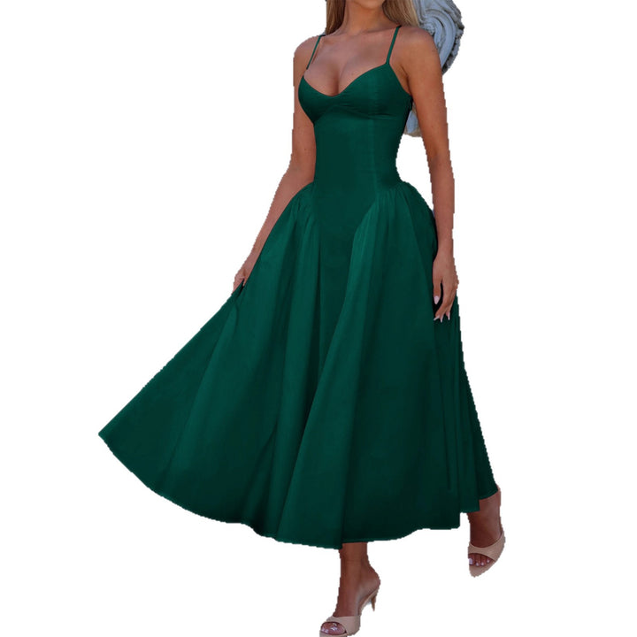 Damen A-linien Abendkleid mit verstellbaren Spaghettiträgern und schwingendem Rock Echo Archiv