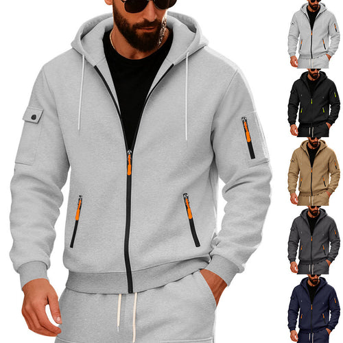 Herren Sportliche Zip-Hoodie mit innovativen Reißverschlusstaschen Echoarchiv