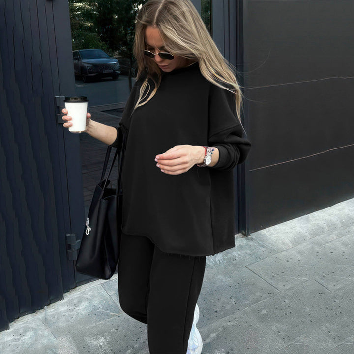 Damen Oversize-Loungewear-Set mit verlängertem Rundhals-Sweater und elastischer Bündchen-Jogginghose – Avérine