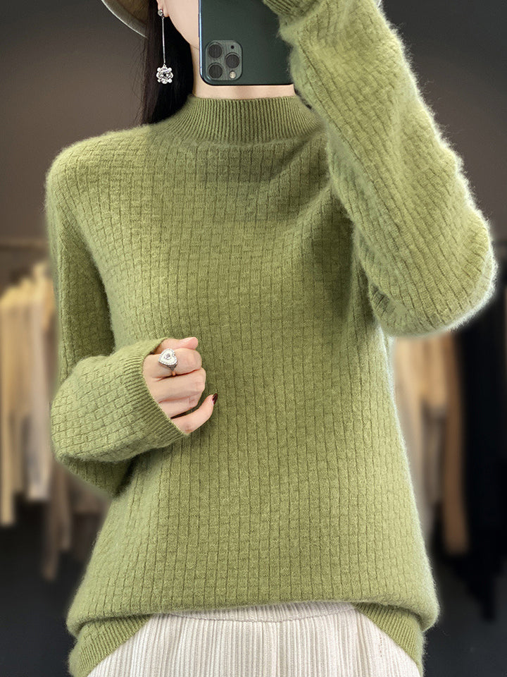 Damen Weicher Boxy-Mockneckpullover im Mohair-Look mit feiner Kastenrippenstruktur Echoarchiv