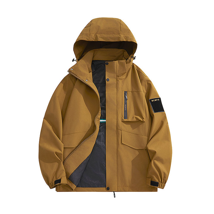 Herren Multifunktions-Utility-Outdoojacke mit Kapuze, verdeckten Taschenklappen und winddichter Beschichtung – Taviero