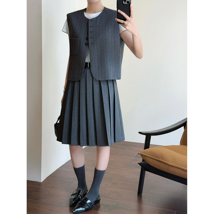 Damen Elegante Blazer-Weste mit gestreiftem Design Echoarchiv