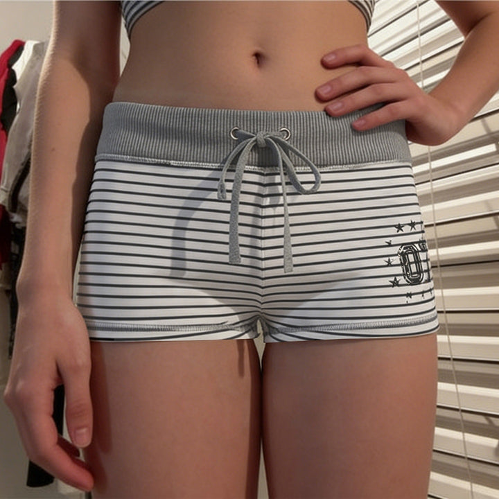 Damen Freizeit Shorts mit raffiniertem Streifenmuster und elastischem Bund Echo Archiv