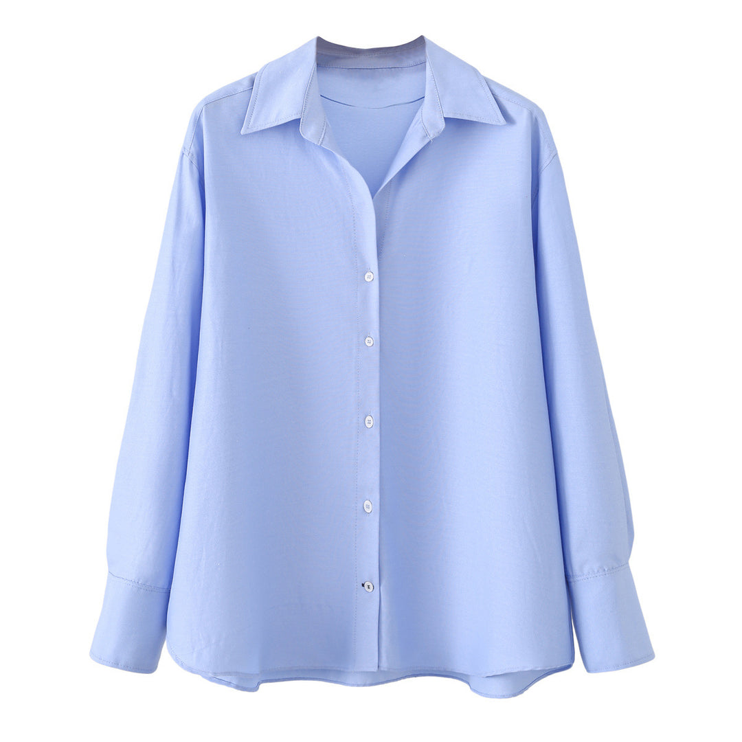 Damen Oversized-Hemdbluse mit weitem Schnitt, langen Manschettenärmeln und abgerundetem Saum Echo Archiv