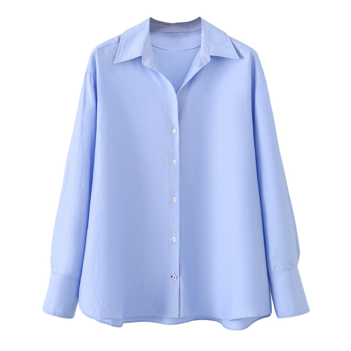 Damen Oversized-Hemdbluse mit weitem Schnitt, langen Manschettenärmeln und abgerundetem Saum Echo Archiv