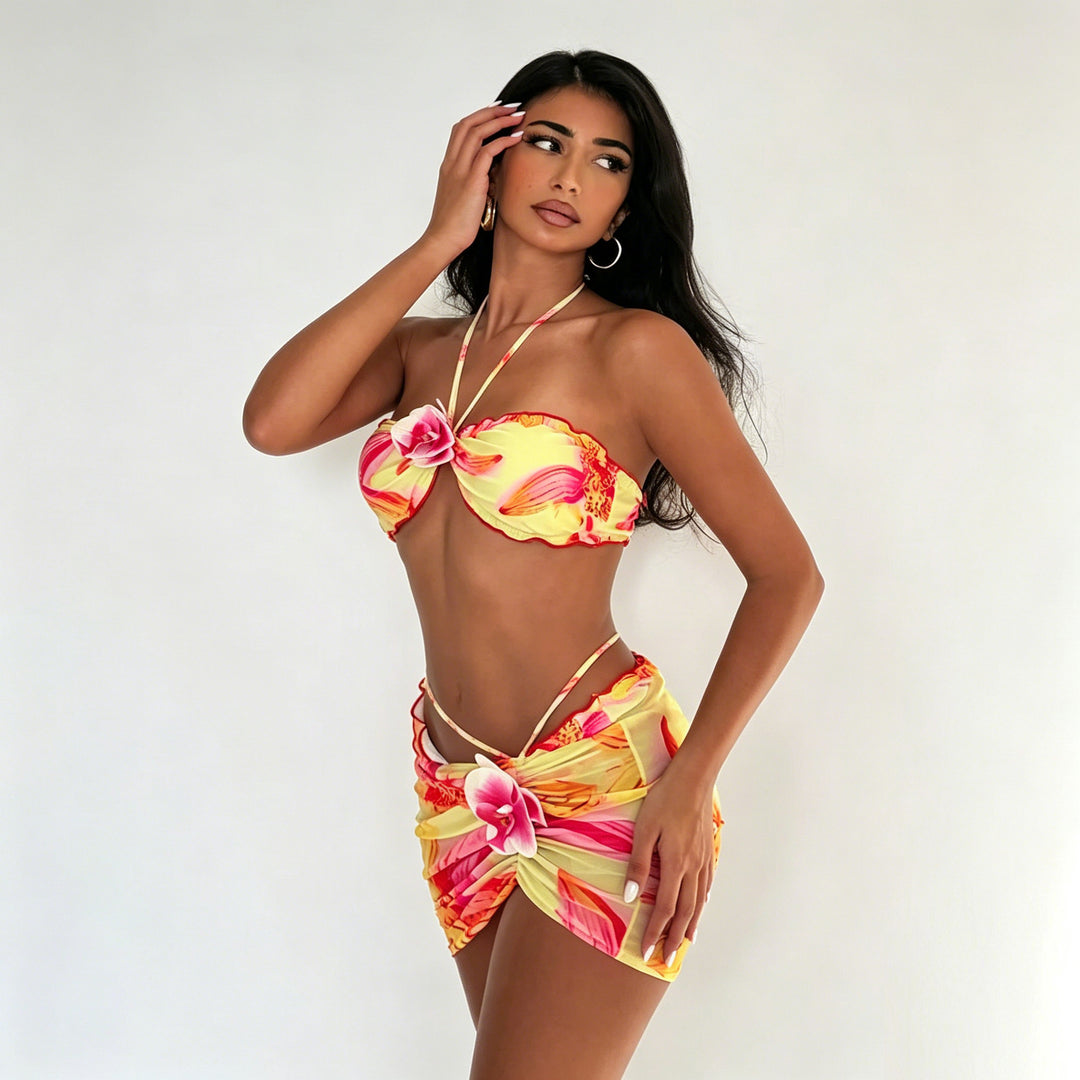 Damen Bandeau-Bikini mit floralem Wickelrock Echo Archiv