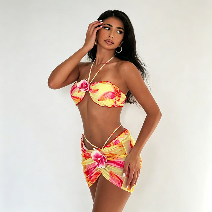 Damen Bandeau-Bikini mit floralem Wickelrock Echo Archiv