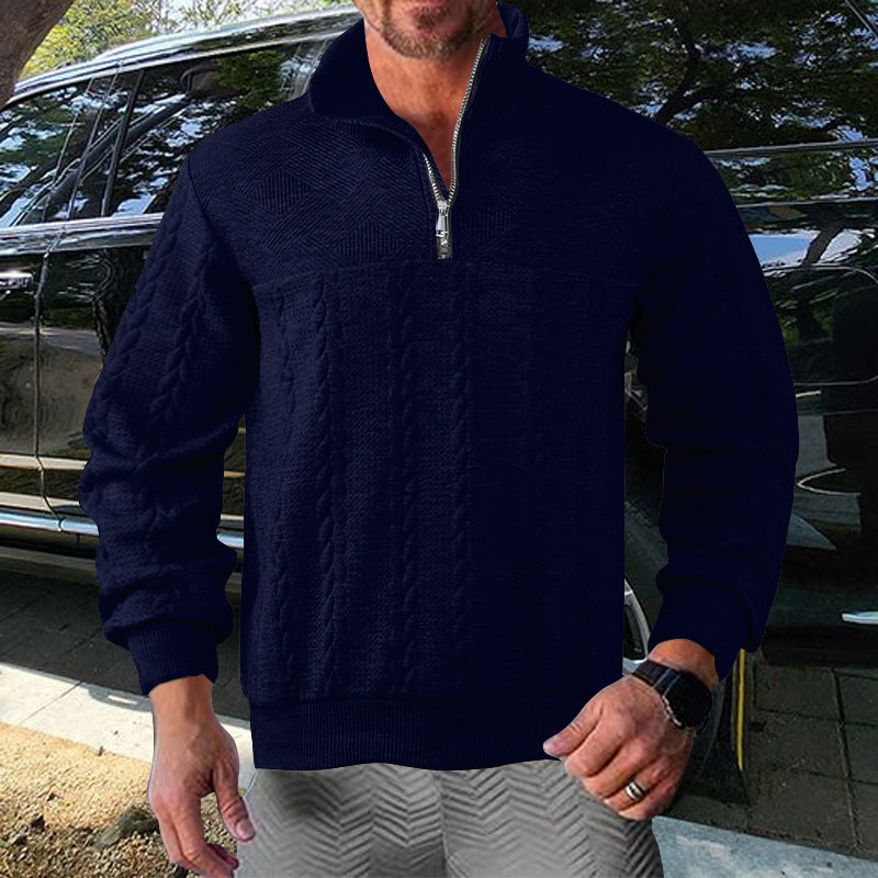 Herren Zip-Pullover mit strukturiertem Design Echoarchiv
