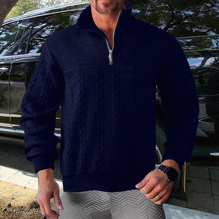Herren Zip-Pullover mit strukturiertem Design Echoarchiv