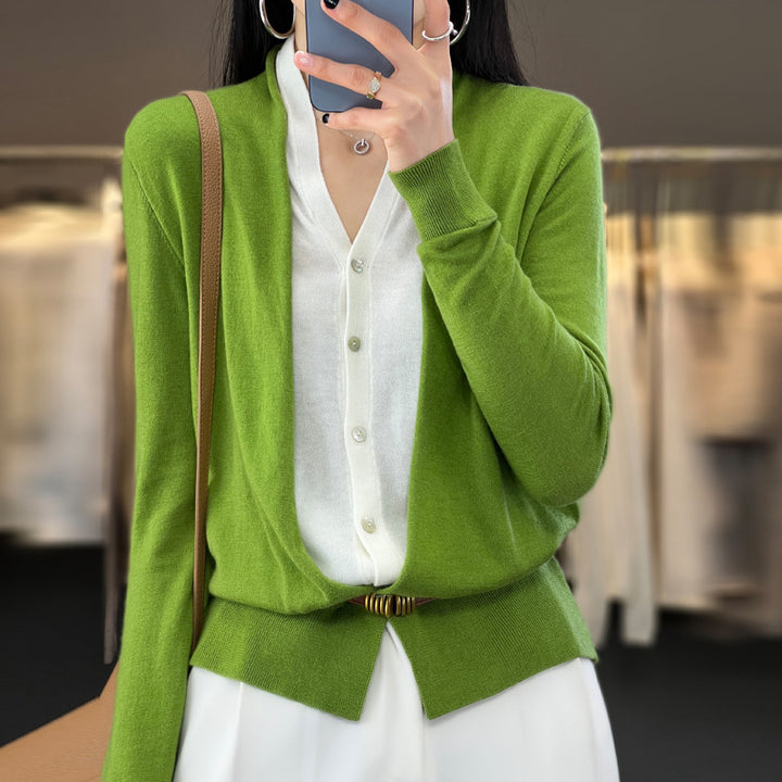 Damen Leichter Offener Feinstrick-Cardigan mit asymmetrischer Zipfelkante und taillierter Silhouette Echoarchiv
