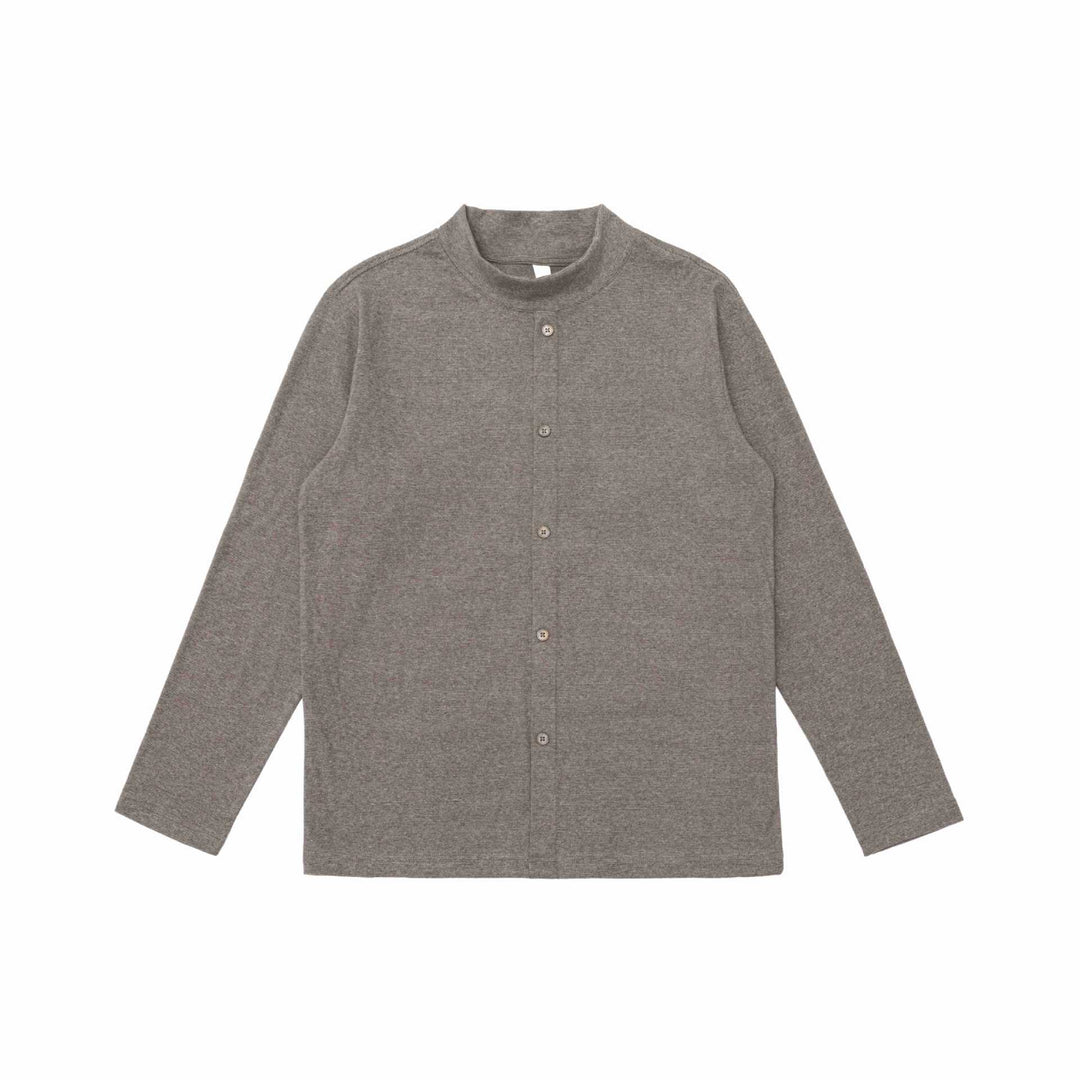 Unisex Feinstrukturierter Knopfcardigan mit Stehkragen Echoarchiv