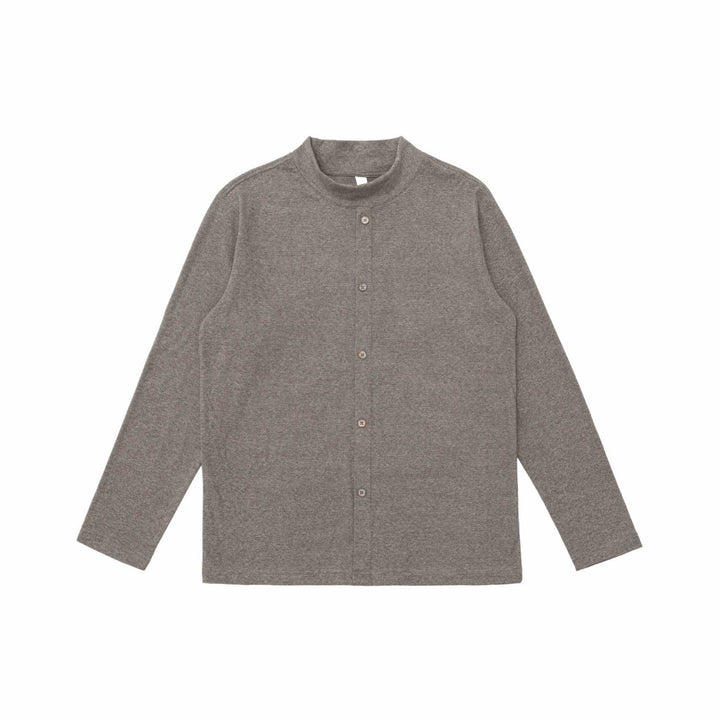 Unisex Feinstrukturierter Knopfcardigan mit Stehkragen Echoarchiv