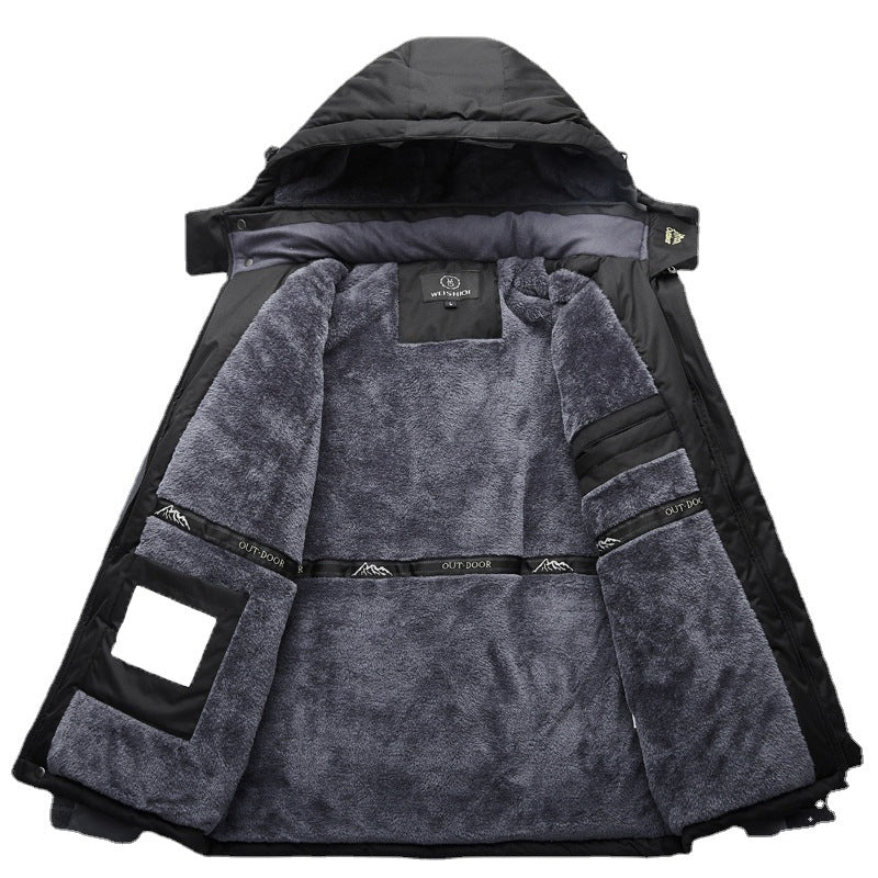 Herren gefütterter Winter‑Outdoorparka mit Teddyfleece‑Innenlage, Kapuze und wasserabweisender Shell Echoarchiv