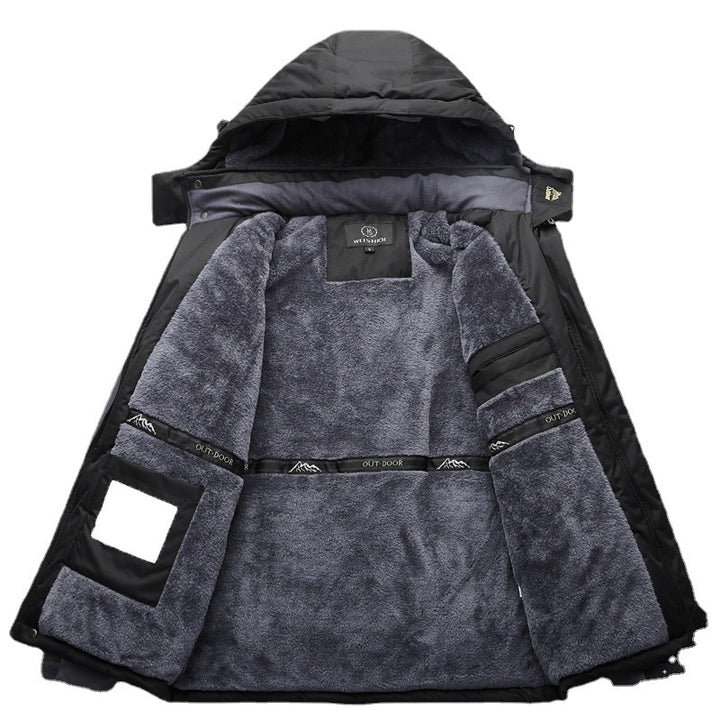 Herren gefütterter Winter‑Outdoorparka mit Teddyfleece‑Innenlage, Kapuze und wasserabweisender Shell Echoarchiv