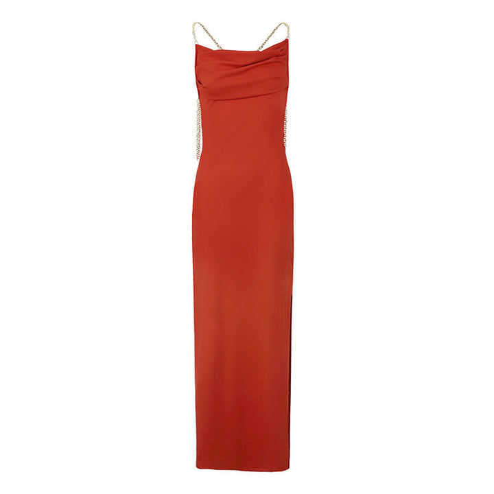 Damen Elegantes Langarm-Maxikleid mit tiefem V-Ausschnitt und zarten Rüschendetails Echo Archiv