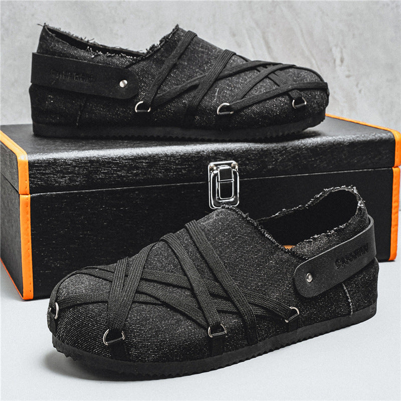 Herren lässige Slipper im Denim-Look mit elastischen Riemen, verstellbarem Fersenriemen und profilierter Gummisohle Echo Archiv