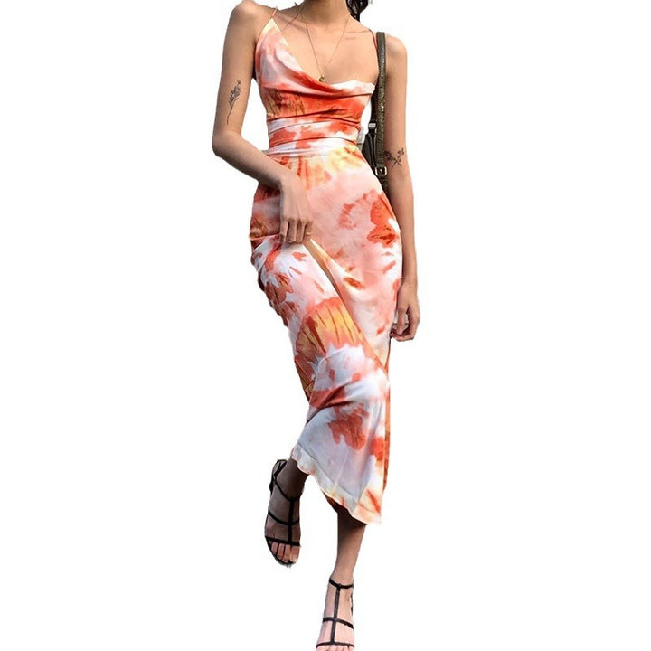 Damen langes Sommerkleid mit floralem Druck und verstellbaren Spaghettiträgern Echo Archiv