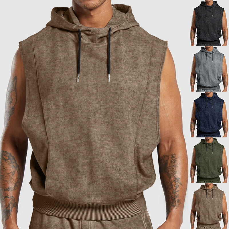 Herren ärmelloses Kapuzenshirt aus weichem Sweatstoff Echoarchiv