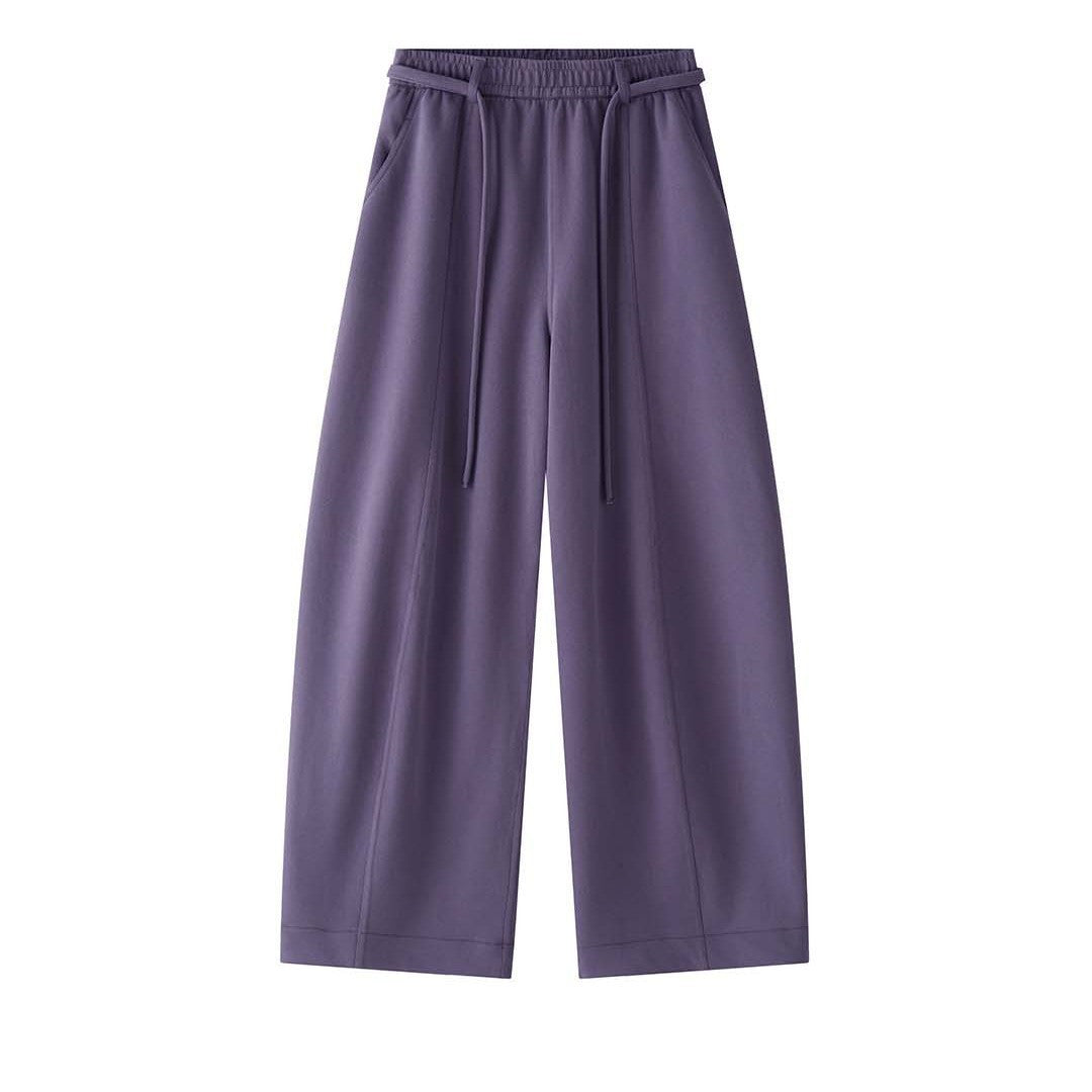 Damen weite High-Waist Lounge-Hose aus Sweatstoff mit Kordelzug Echoarchiv
