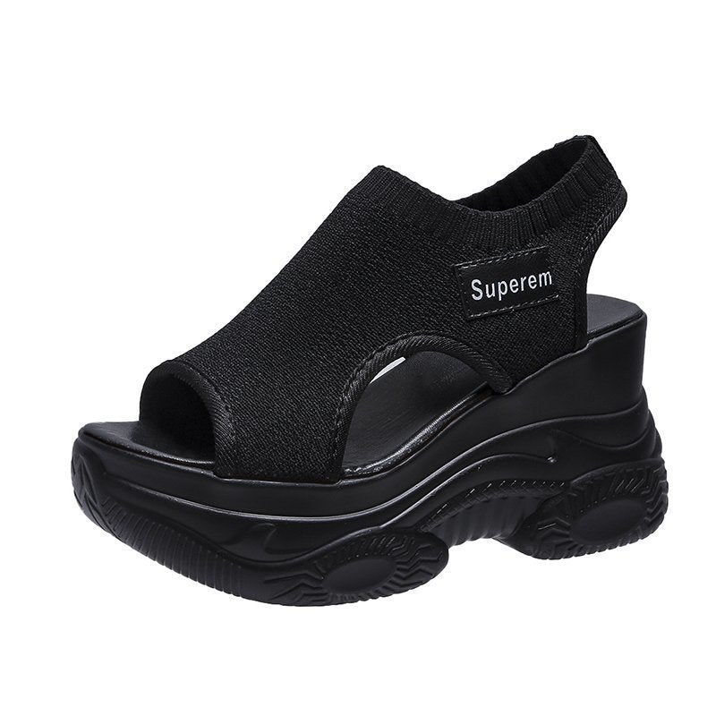 Damen nan Plateau-Sandalen mit elastischem Strickschaft und sportlicher Profilsohle Echo Archiv