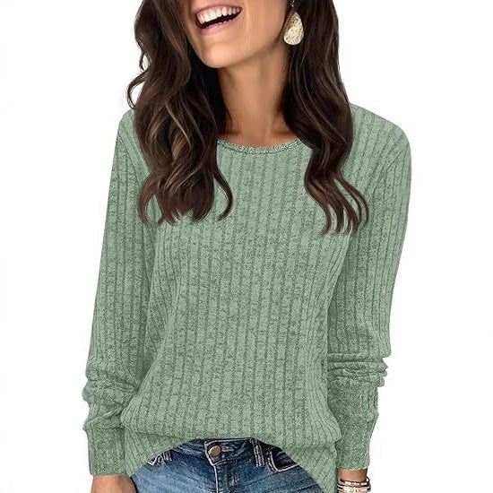 Damen Strukturierter Rippstrick-Pullover mit Rundhalsausschnitt, legerer Silhouette und weichen Bündchen Echo Archiv