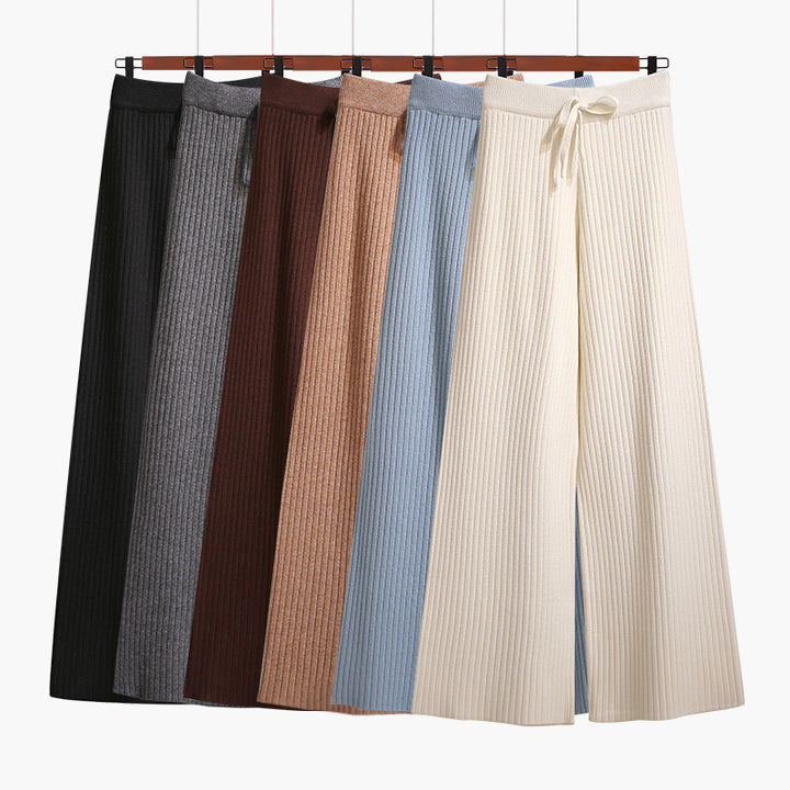 Damen Weit geschnittene Rippstrickhose mit Kordelzug Echo Archiv
