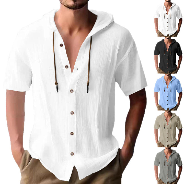 Herren lässiges Kapuzenshirt aus atmungsaktivem Material mit Knopfleiste Echoarchiv