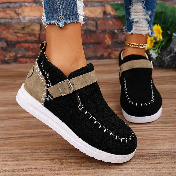 Damen Gefilzte Mokassin‑Sneaker mit Ziernaht, verstellbarem Riemen und dämpfender Plateausohle Echo Archiv