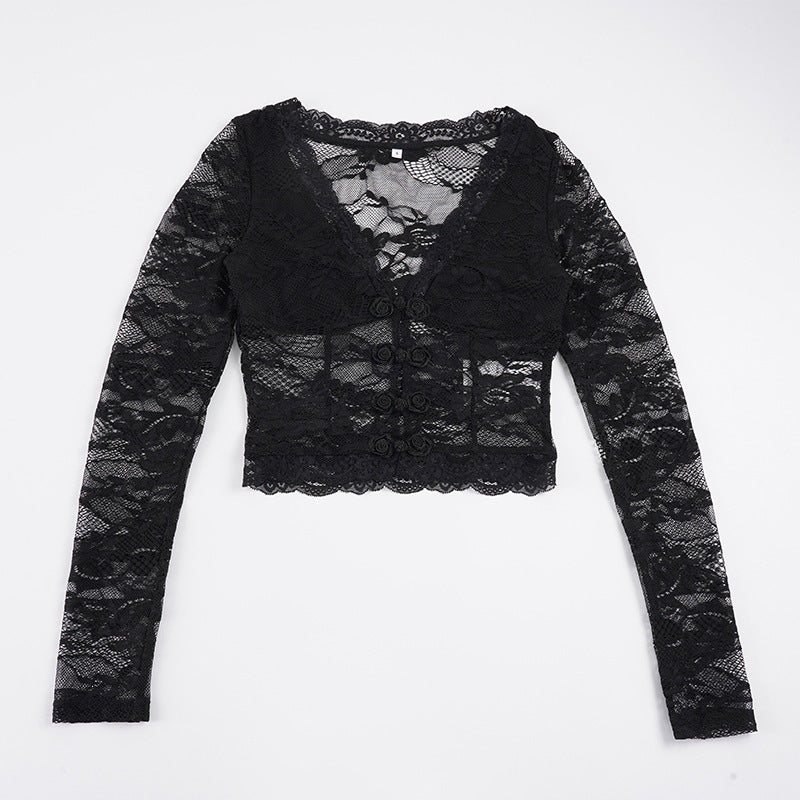 Damen Spitzentop mit romantischem Design und langen Ärmeln Echo Archiv