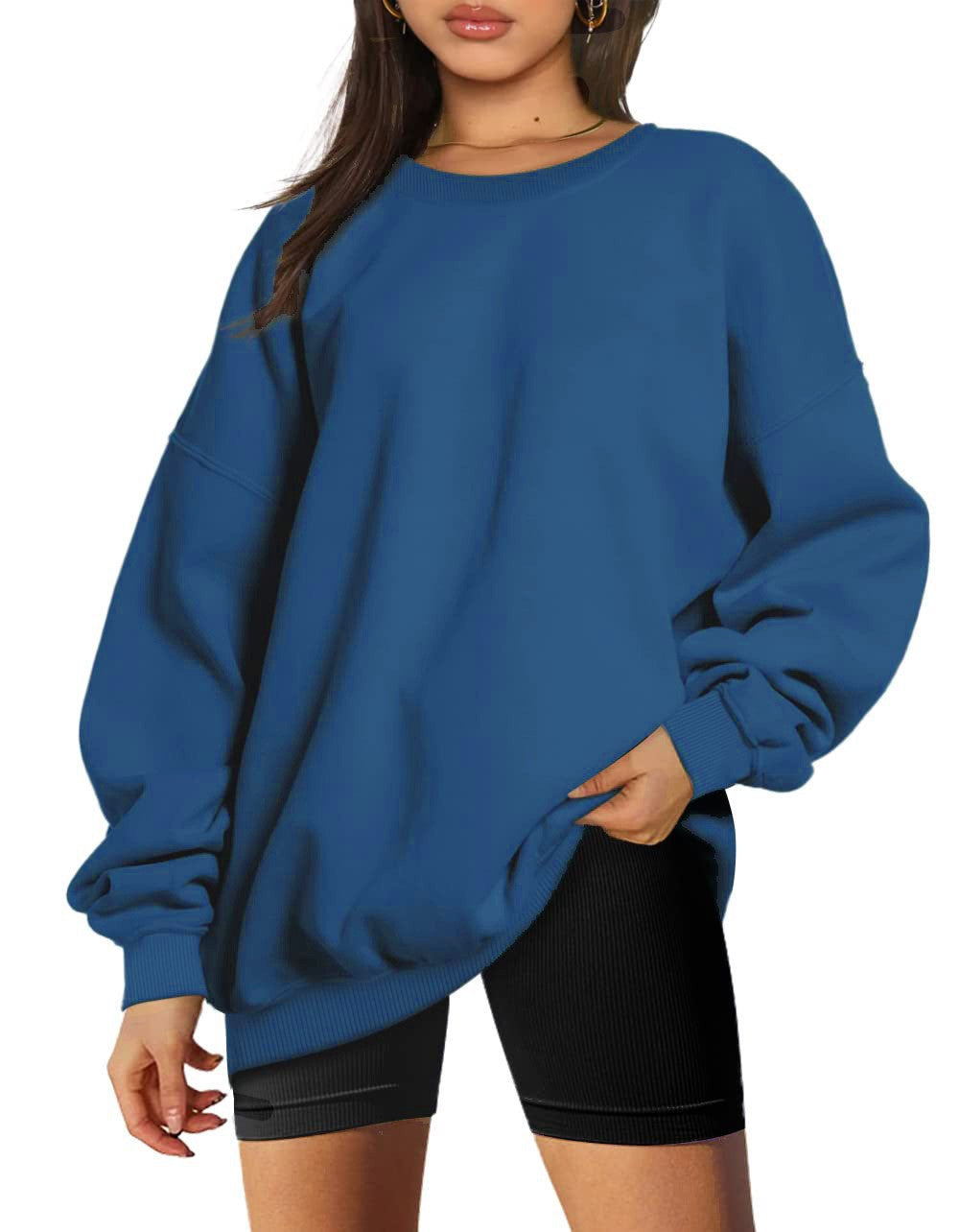 Damen nan extralanger Oversize-Sweatpullover mit Ballonärmeln, geripptem Saum und angerauter Innenseite Echo Archiv