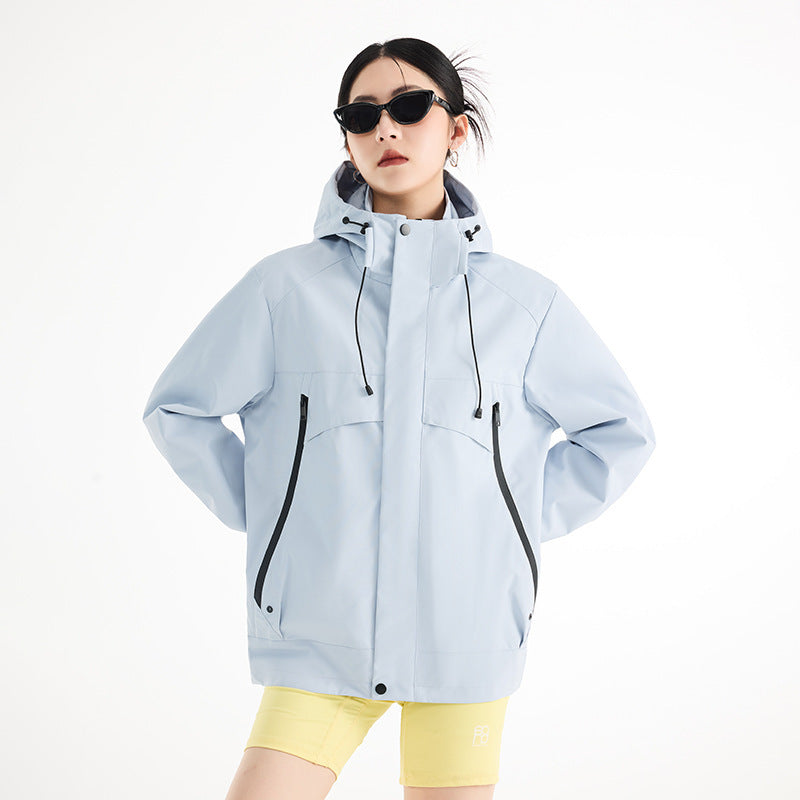 Damen technische wasserdichte Oversize-Parka mit Kapuze und verdeckten Reißverschlusstaschen Echoarchiv
