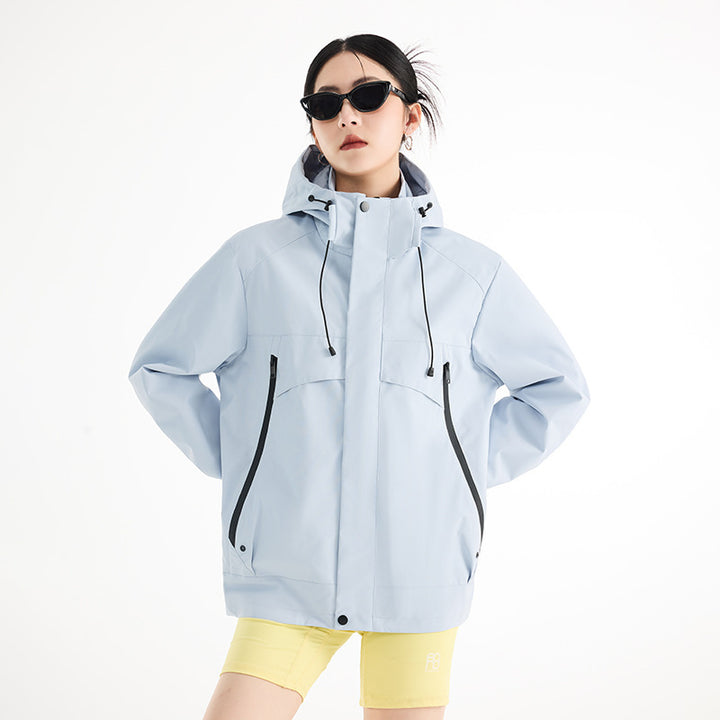 Damen technische wasserdichte Oversize-Parka mit Kapuze und verdeckten Reißverschlusstaschen Echoarchiv