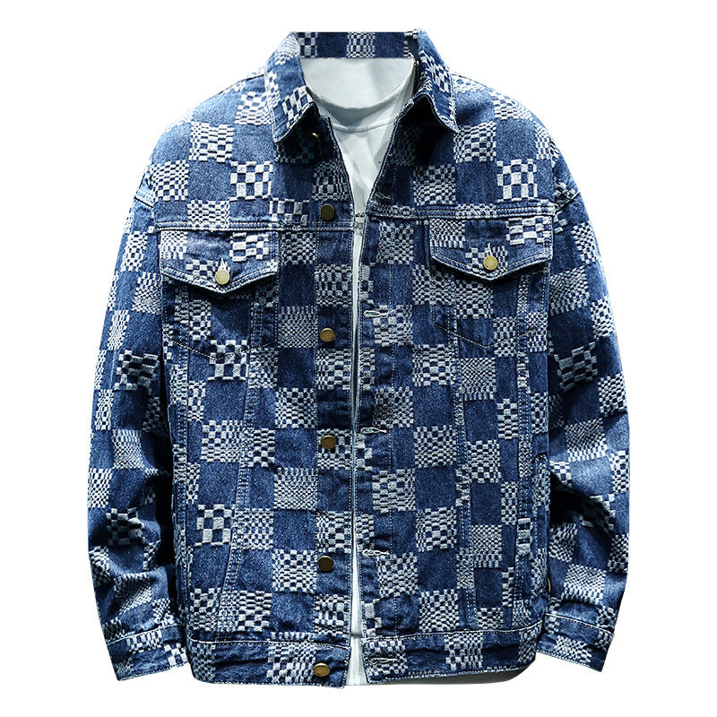 Herren Lässige Denimjacke mit kreativen Mustern Echoarchiv