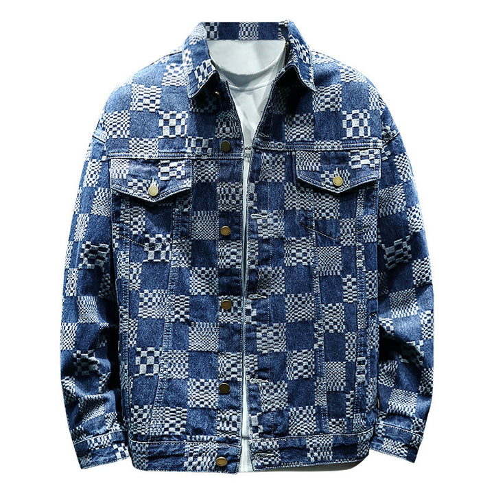 Herren Lässige Denimjacke mit kreativen Mustern Echoarchiv