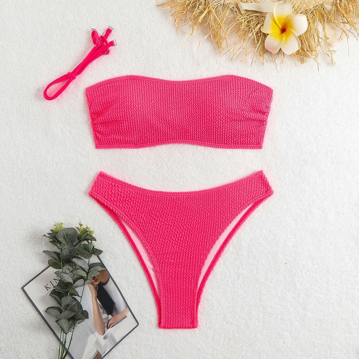 Damen BandEchoarchivu-Bikini-Set mit strukturiertem Oberteil und klassischem Schnitt Echoarchiv