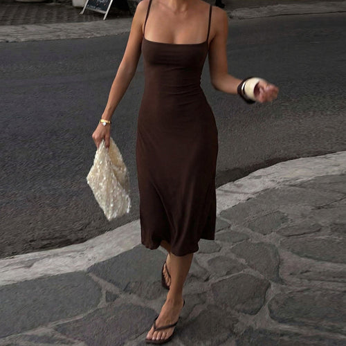 Damen Midi-Kleid mit schmalen Trägern und figurbetonender Passform Echo Archiv