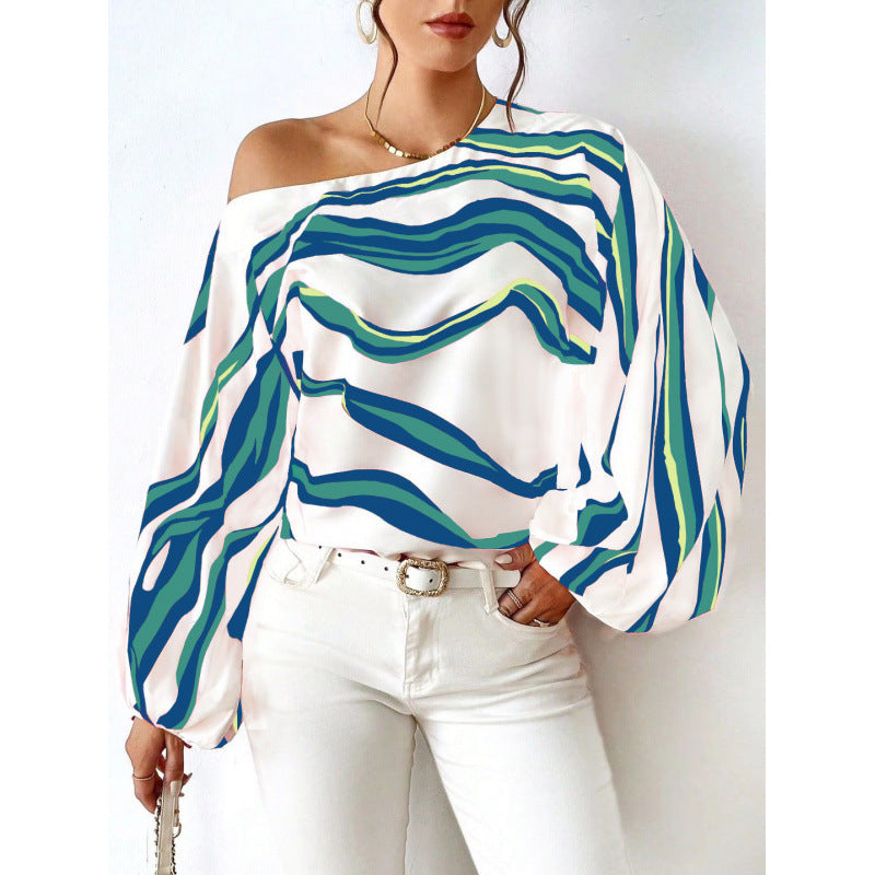 Damen Off-Shoulder Bluse mit kunstvollem Muster und voluminösen Ärmeln Echo Archiv
