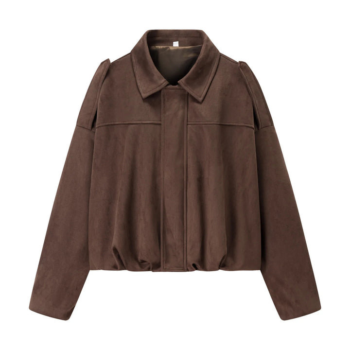 Damen nan cropped Boxy-Blouson mit Hemdkragen, verdeckter Frontleiste und elastischem Saum Echo Archiv