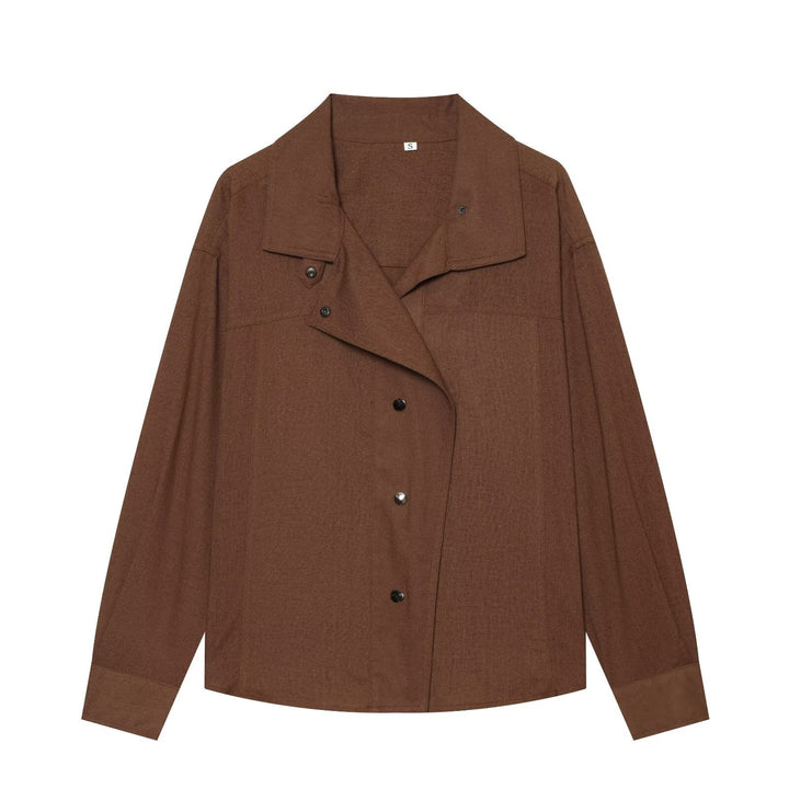 Damen Oversize Hemdblusen-Jacke mit Druckknopfblende und weiter Passform Echo Archiv