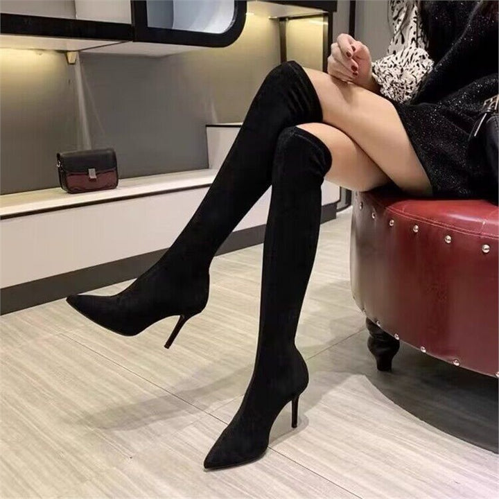 Damen Stretch-Overknee-Stiefel mit spitzer Zehenform und schlankem Stiletto-Absatz Echo Archiv